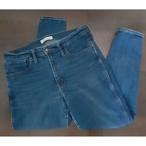 Madewell High-Rise Skinny Jeans Women 30P Medium Dark Wash Stretch Denim Ankle